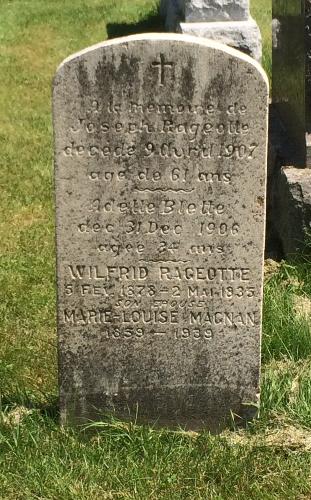 Pierre tombale d'Adèle Blette au cimetière de St-Ours