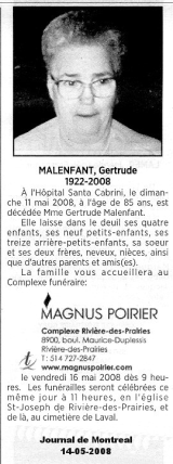 Genealogy Malenfant