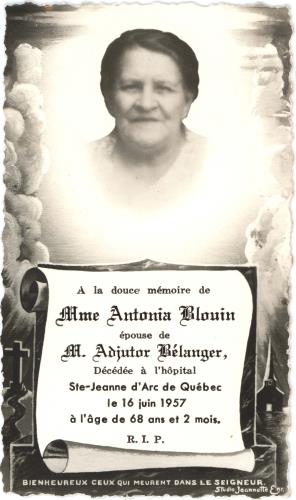 Nécrologie d'Antonia Blouin